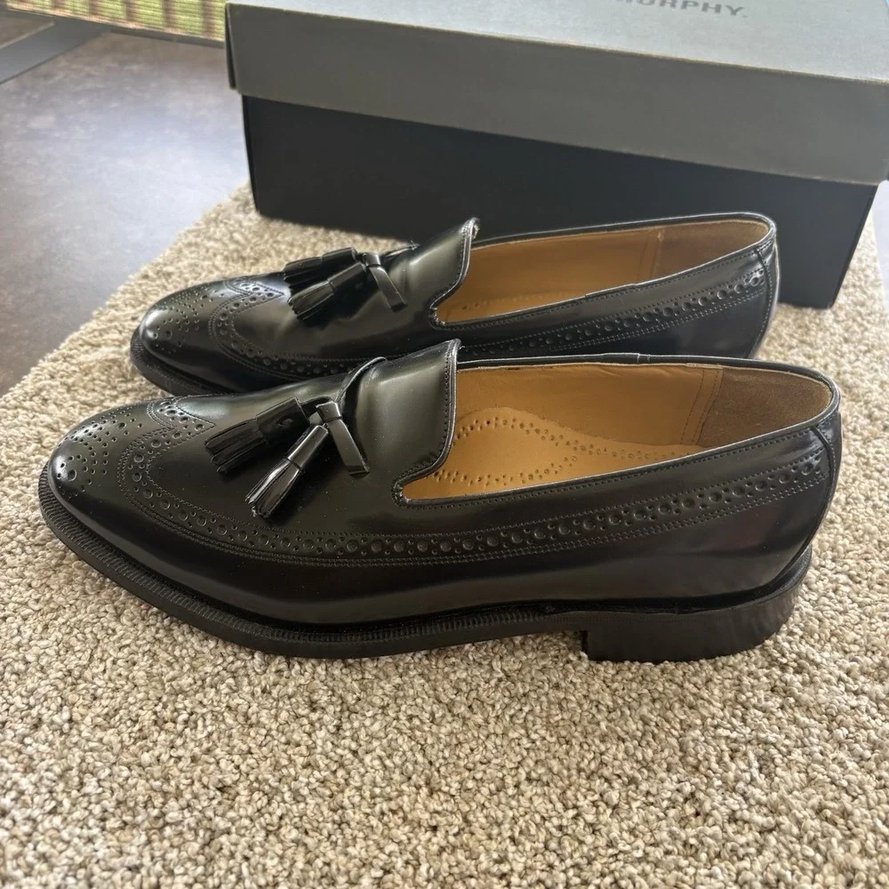 JOHNSTON & MURPHY Aristocrat Deerfield Black Wing Tip Dress Shoes Size 9